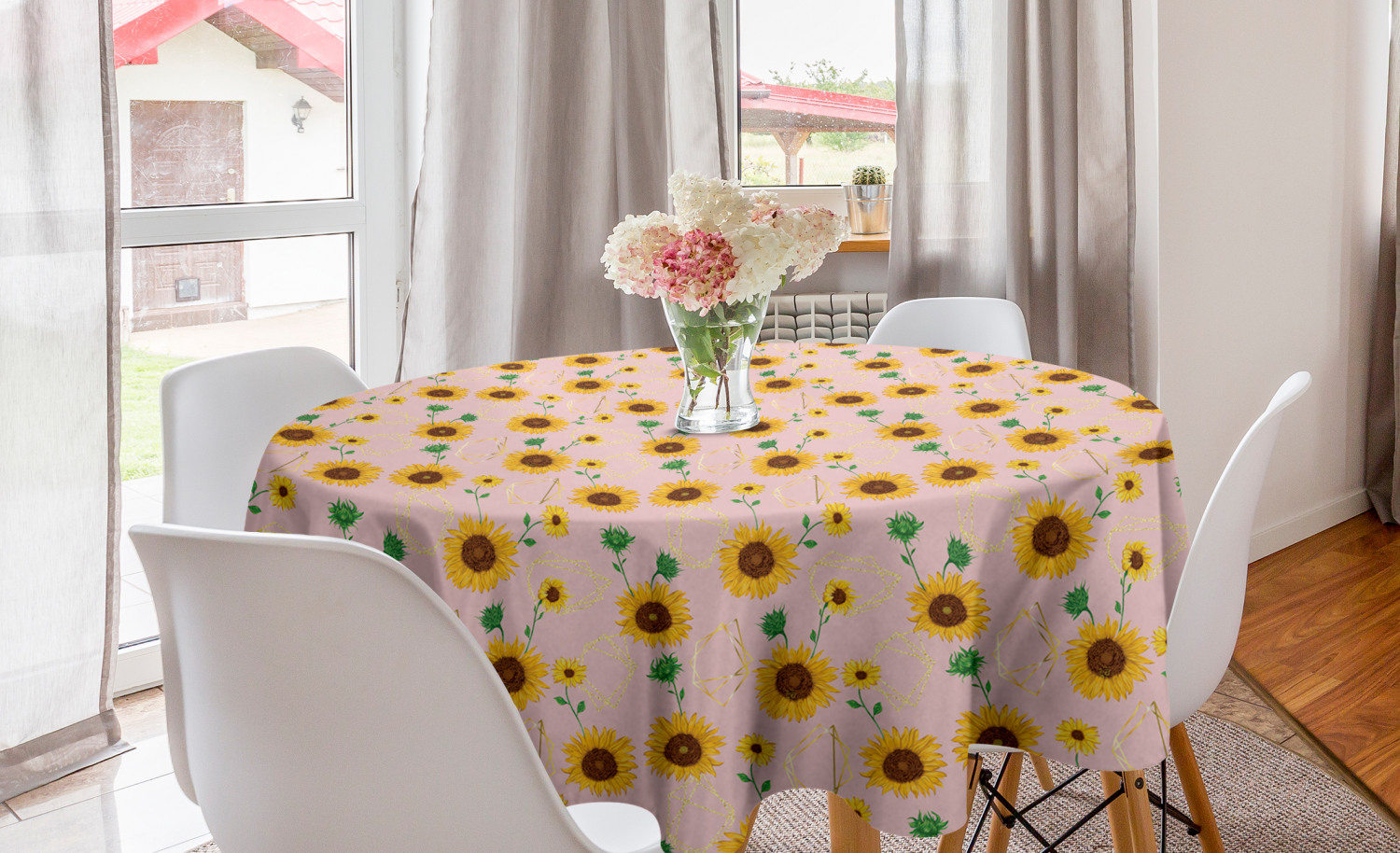 Round and Banquet Sizes 60 Inch x 84 Inch Spring Flower Printed Fabric Tablecloth: Assorted Square 